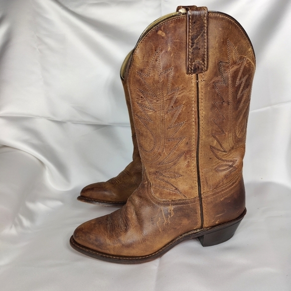 Durango Cognac OILED Leather Cowgirl Western Motorcycle RODEO Riding Boots Sz 7M - Picture 1 of 10